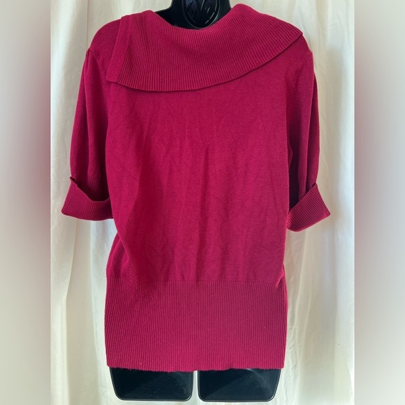 cb Maroon Button Half Turtleneck Sweater Womens Sz L Fitted Lightweight Sweater - Picture 4 of 6